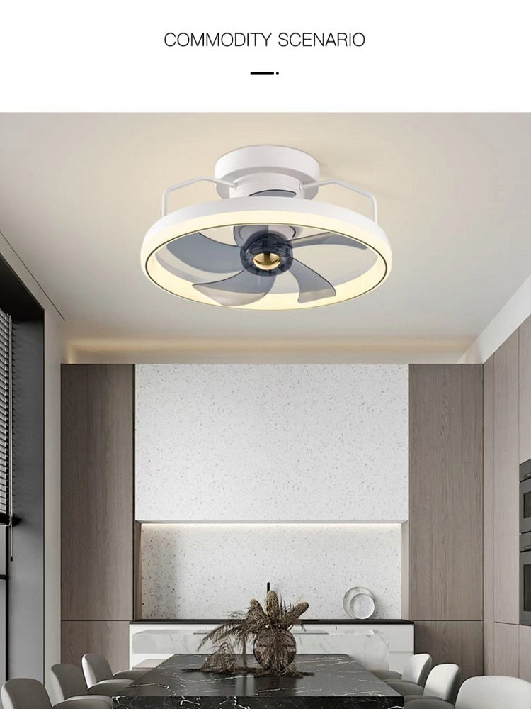 CoolaLamp ceiling fan with built-in LED light | Modern fan lamp for living room ceiling | 2-in-1 ceiling light and fan in bedroom | Minimalist fan lamp with soft white lighting | CoolaLamp mounted in dining room interior | Stylish ceiling fan lamp with adjustable settings | Quiet ceiling fan with integrated light | Space-saving fan and light combo for home | CoolaLamp installed in contemporary living space | Energy-efficient ceiling fan with LED lighting