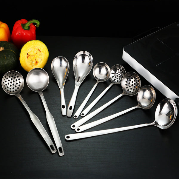 LadleLux stainless steel soup ladle on kitchen counter | Colander-style ladle scooping vegetables from soup | LadleLux utensil straining pasta from boiling water | Shiny stainless steel ladle with ergonomic handle | LadleLux ladle resting on cooking pot edge | Kitchen ladle with built-in strainer holes | Durable stainless steel soup ladle and colander combo | LadleLux being used to serve broth from saucepan | Close-up of slotted ladle straining hot soup | Elegant soup ladle with strainer for multi-purpose u