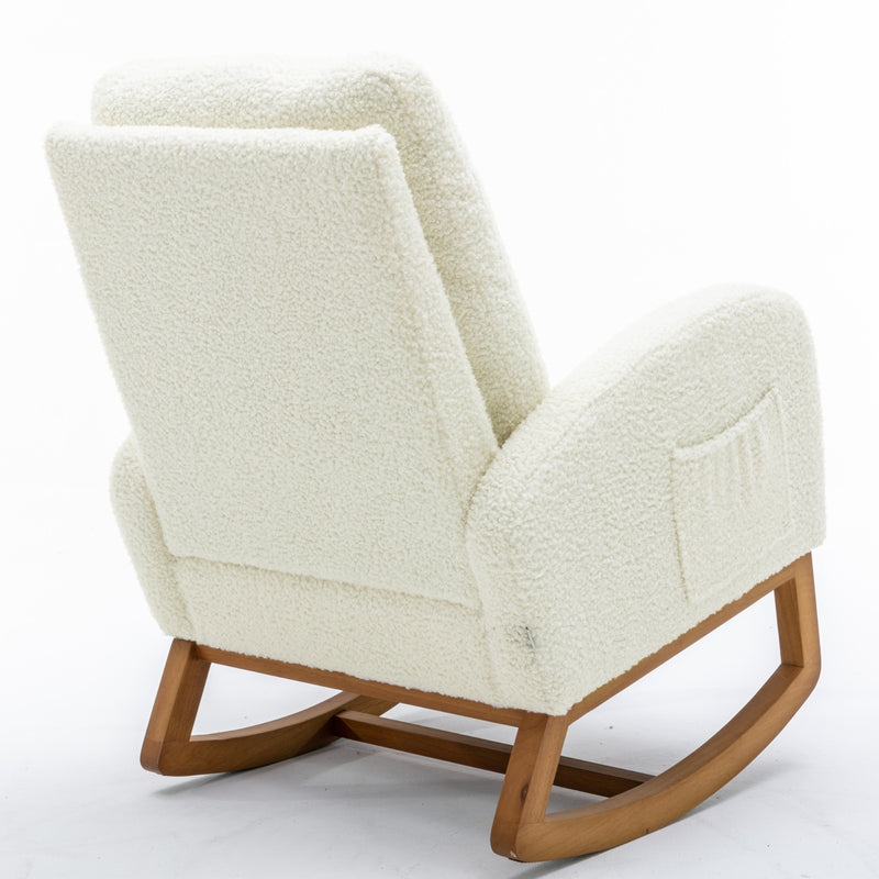 CoolRock modern rocking chair in living room | Comfortable padded rocking chair beside window | Stylish glider chair with wooden base | Cozy rocking chair for reading corner | Minimalist rocker with soft upholstery | CoolRock chair next to floor lamp and side table | Modern rocking chair for nursery or lounge | Ergonomic cushioned rocker in neutral tone | Elegant living room chair with gentle glide | CoolRock lounge chair in cozy interior setup

