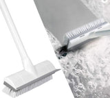 DeepSweep bathroom brush with long handle on tile floor | Toilet brush scrubbing floor near base of toilet | Long-handle cleaning brush used on bathroom tiles | DeepSweep brush standing upright beside toilet | Ergonomic grip brush cleaning shower floor | Stiff bristles scrubbing tough bathroom grime | DeepSweep brush reaching behind toilet base | Rust-resistant floor brush with wall hook | Multipurpose bathroom brush for deep cleaning | Compact cleaning brush with extended reach handle


