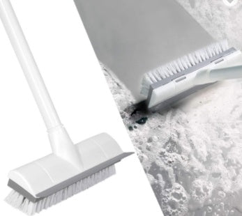 DeepSweep bathroom brush with long handle on tile floor | Toilet brush scrubbing floor near base of toilet | Long-handle cleaning brush used on bathroom tiles | DeepSweep brush standing upright beside toilet | Ergonomic grip brush cleaning shower floor | Stiff bristles scrubbing tough bathroom grime | DeepSweep brush reaching behind toilet base | Rust-resistant floor brush with wall hook | Multipurpose bathroom brush for deep cleaning | Compact cleaning brush with extended reach handle

