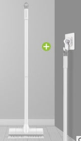 DeepSweep bathroom brush with long handle on tile floor | Toilet brush scrubbing floor near base of toilet | Long-handle cleaning brush used on bathroom tiles | DeepSweep brush standing upright beside toilet | Ergonomic grip brush cleaning shower floor | Stiff bristles scrubbing tough bathroom grime | DeepSweep brush reaching behind toilet base | Rust-resistant floor brush with wall hook | Multipurpose bathroom brush for deep cleaning | Compact cleaning brush with extended reach handle

