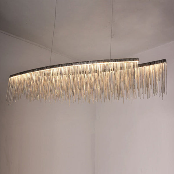 LumaGlow minimalist chandelier in dining room | Modern ceiling light fixture above dining table | Sleek chandelier with warm ambient lighting | Personalized chandelier installed in living room | Minimalist LED chandelier hanging in open space | Custom LumaGlow chandelier above modern dining setup | Elegant black and gold chandelier in minimal interior | Contemporary ceiling light with clean design | Scandinavian-style chandelier lighting a cozy room | Linear pendant chandelier for modern home décor