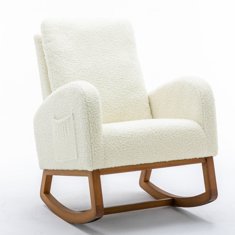 CoolRock modern rocking chair in living room | Comfortable padded rocking chair beside window | Stylish glider chair with wooden base | Cozy rocking chair for reading corner | Minimalist rocker with soft upholstery | CoolRock chair next to floor lamp and side table | Modern rocking chair for nursery or lounge | Ergonomic cushioned rocker in neutral tone | Elegant living room chair with gentle glide | CoolRock lounge chair in cozy interior setup

