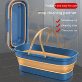 MopMate double-handle mop bucket on tile floor | Household cleaning bucket with sturdy dual grips | MopMate used for mopping kitchen floor | Spacious mop bucket with water and mop inside | Durable plastic mop bucket with two handles | MopMate bucket beside microfiber mop | Leak-proof cleaning bucket in utility room | Multi-use mop bucket for household chores | Ergonomic mop bucket for easy carrying | Compact cleaning bucket with stable base