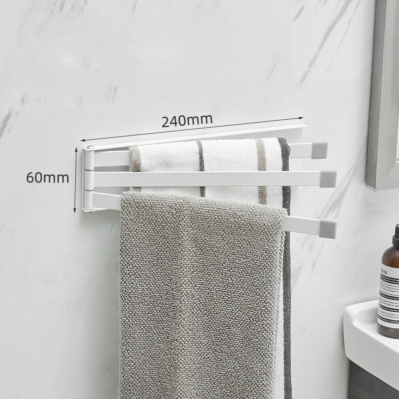 NordRack towel rack mounted on bathroom wall | Minimalist non-drill towel rack in Nordic style | Adhesive towel rack holding white towel | Nordic-style rack for towels and accessories | Wall-mounted towel holder without drilling | Compact towel rack in modern bathroom | Rust-resistant adhesive towel rack | NordRack above sink in small bathroom

