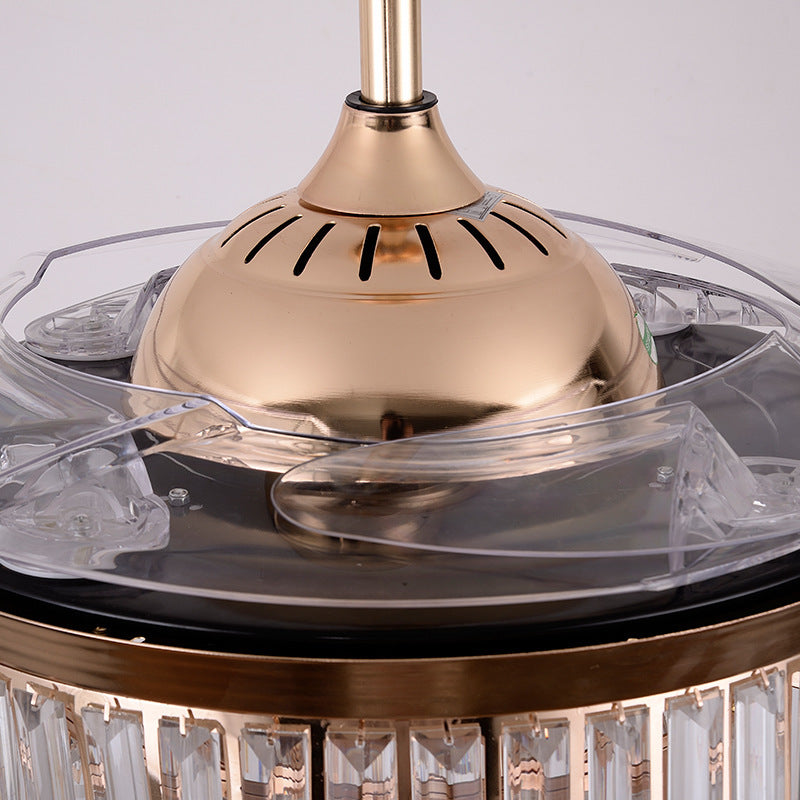 AeroGlow invisible ceiling fan lamp in living room | Retractable blade fan with LED light fixture | Modern ABS ceiling fan lamp with hidden blades | Ceiling fan with invisible blades and ambient lighting | Sleek ceiling fan light combo for dining room | AeroGlow mounted in minimalist home interior | Quiet ceiling fan with LED light and ABS body | Invisible blade ceiling fan in modern decor | Retractable ceiling fan lamp above dining table | Contemporary ceiling fan light with clean design