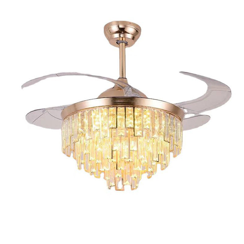 AeroGlow invisible ceiling fan lamp in living room | Retractable blade fan with LED light fixture | Modern ABS ceiling fan lamp with hidden blades | Ceiling fan with invisible blades and ambient lighting | Sleek ceiling fan light combo for dining room | AeroGlow mounted in minimalist home interior | Quiet ceiling fan with LED light and ABS body | Invisible blade ceiling fan in modern decor | Retractable ceiling fan lamp above dining table | Contemporary ceiling fan light with clean design