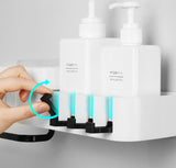 ShelfMate bathroom shelf mounted on tiled wall | Multifunctional shelf holding shampoo and soap | Waterproof bathroom organizer with hooks | ShelfMate above sink with toiletries arranged | Modern rust-resistant bathroom storage shelf | Compact shelf for small bathroom essentials | Wall-mounted shelf with toothbrush holder | Minimalist ShelfMate rack in bathroom setting | Adhesive bathroom shelf with built-in hooks | ShelfMate organizing toiletries in modern bathroom

