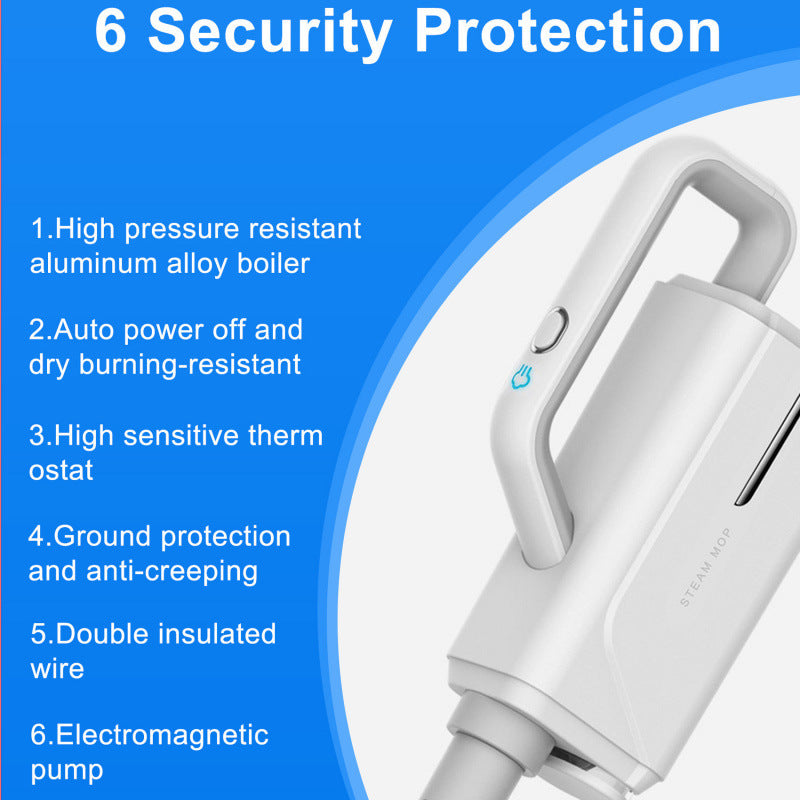SteamMate electric steam mop cleaning tile floor | 2-in-1 steam mop and handheld cleaner in use | SteamMate removing stains from hardwood flooring | Multifunctional steam mop with detachable handheld unit | High-temperature steam mop sanitizing kitchen floor | Lightweight electric mop gliding across laminate floor | Handheld steam cleaner attachment disinfecting surface | SteamMate with removable water tank for easy refills | Compact steam mop standing upright on bathroom tiles | Chemical-free steam mop cle