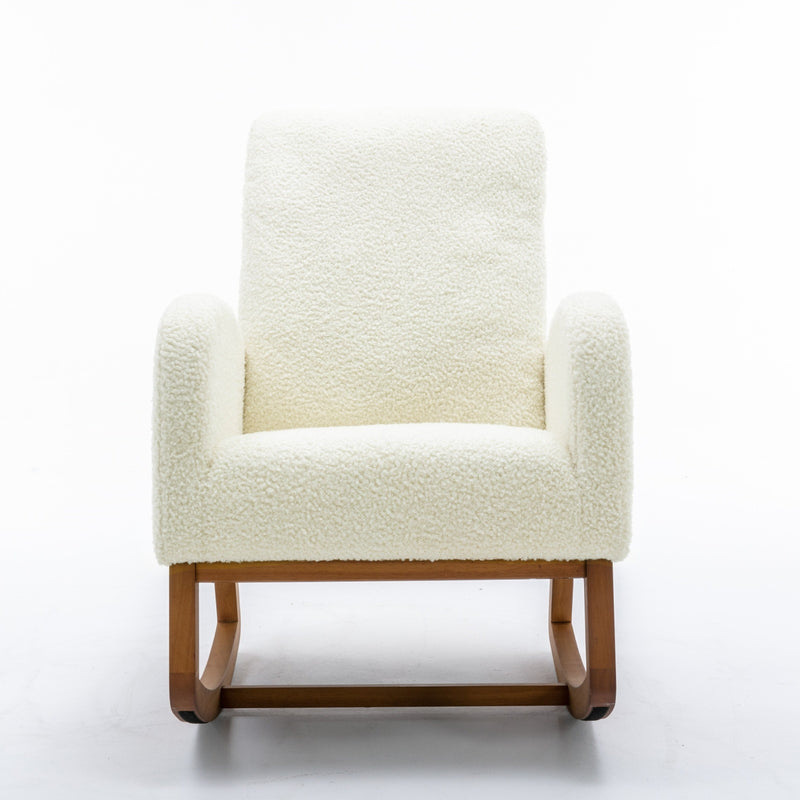 CoolRock modern rocking chair in living room | Comfortable padded rocking chair beside window | Stylish glider chair with wooden base | Cozy rocking chair for reading corner | Minimalist rocker with soft upholstery | CoolRock chair next to floor lamp and side table | Modern rocking chair for nursery or lounge | Ergonomic cushioned rocker in neutral tone | Elegant living room chair with gentle glide | CoolRock lounge chair in cozy interior setup

