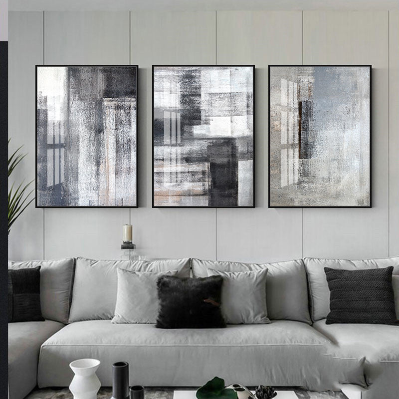 WallMuse painting hanging in modern living room | Abstract wall art above a neutral sofa | Contemporary framed artwork in stylish interior | Living room wall décor with elegant canvas print | Large decorative painting on white wall